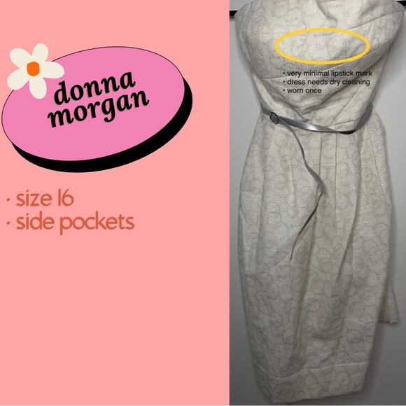 Donna Morgan Strapless Cocktail Dress with belt - Picture 2 of 4